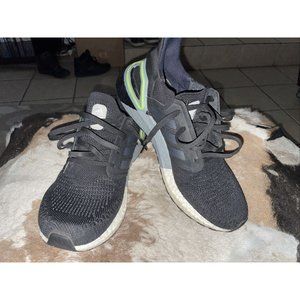 Rare Adidas UltraBoost 20 Running Shoes Black Signal Green Men's Size 9.5 EG0707